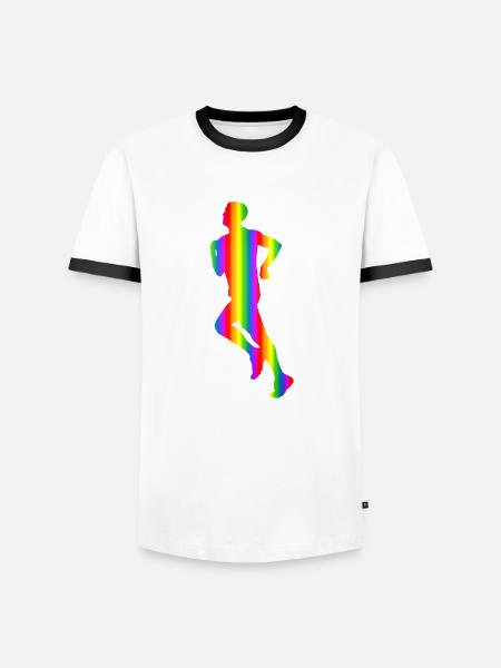 Bunter Läufer Regenbogen - Männer Kontrast-T-Shirt - Weiß/Schwarz