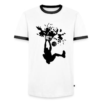 Basketball Slam Dunk Smash Basketballkorb - Männer Kontrast-T-Shirt - Weiß/Schwarz - Vorne - AI Model Female 172 light (172cm) & AI Model Male 178 dark (178cm)