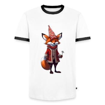 Weihnachten Festlicher Fuchs - Männer Kontrast-T-Shirt - Weiß/Schwarz - Vorne - AI Model Female 172 light (172cm) & AI Model Male 178 dark (178cm)