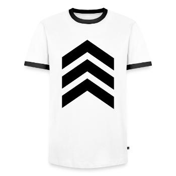 Arrow, military, army, insignia, feather, symbols - Men's Ringer Shirt - white/black - Front - AI Model Female 172 light (172cm) & AI Model Male 178 dark (178cm)