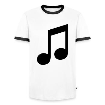 note - Men's Ringer Shirt - white/black - Front - AI Model Female 172 light (172cm) & AI Model Male 178 dark (178cm)