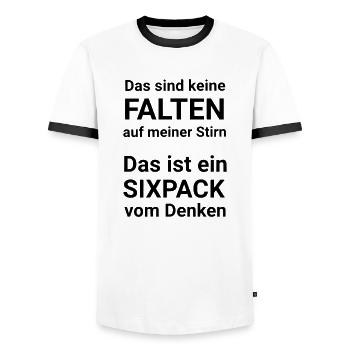 Spruch Das sind keine Falten auf meiner Stirn - Männer Kontrast-T-Shirt - Weiß/Schwarz - Vorne - AI Model Female 172 light (172cm) & AI Model Male 178 dark (178cm)