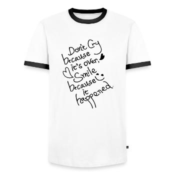 Weine nicht, weil es vorbei ist - Männer Kontrast-T-Shirt - Weiß/Schwarz - Vorne - AI Model Female 172 light (172cm) & AI Model Male 178 dark (178cm)