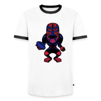 rugby mask - Men's Ringer Shirt - white/black - Front - AI Model Female 172 light (172cm) & AI Model Male 178 dark (178cm)