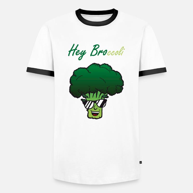 Bro Broccoli - Männer Kontrast-T-Shirt - Weiß/Schwarz
