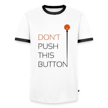 Push this Button - Männer Kontrast-T-Shirt - Weiß/Schwarz - Vorne - AI Model Female 172 light (172cm) & AI Model Male 178 dark (178cm)