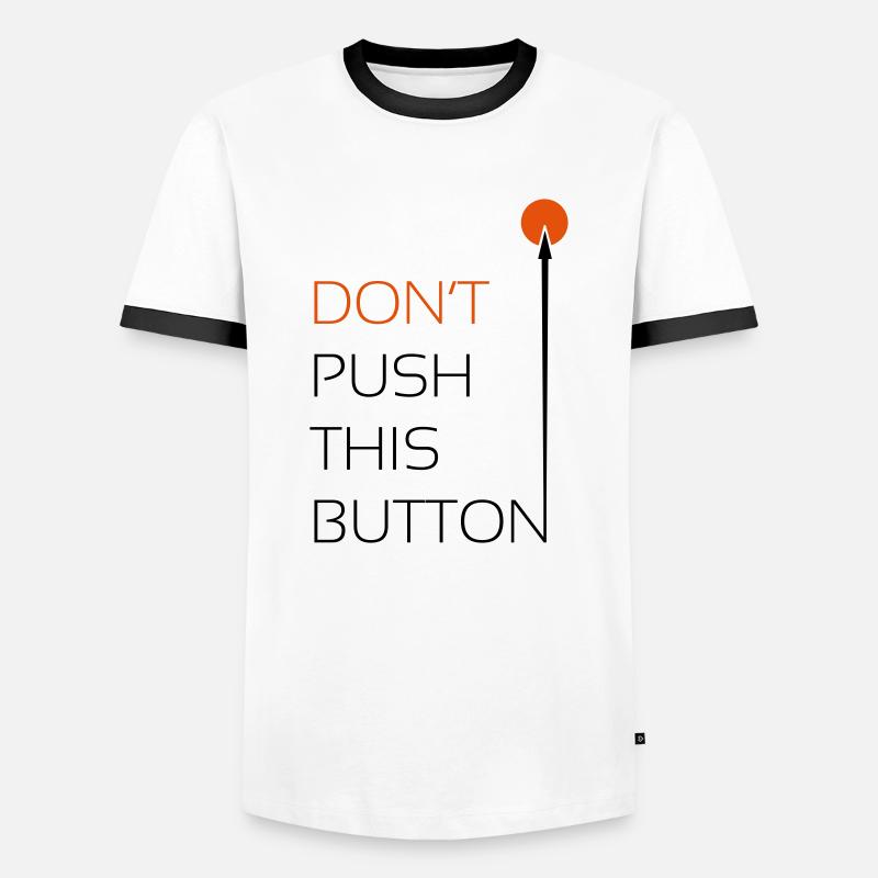 Push this Button - Männer Kontrast-T-Shirt - Weiß/Schwarz