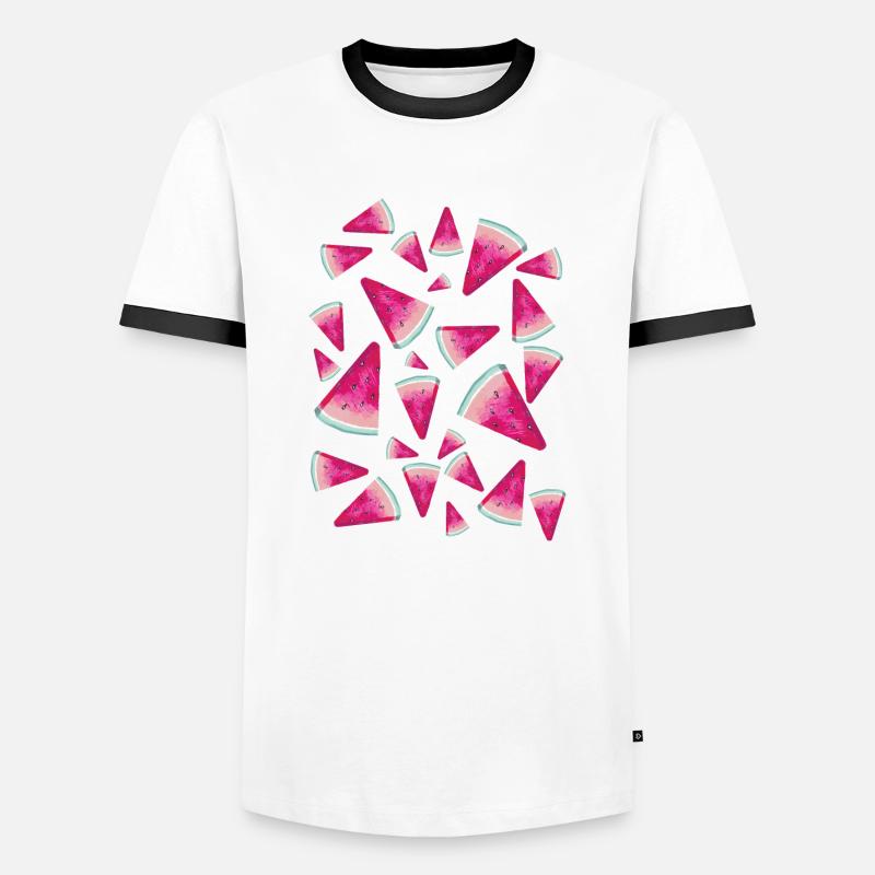 Pastèque Pastèque Pattern - T-shirt contrasté Homme - blanc/noir