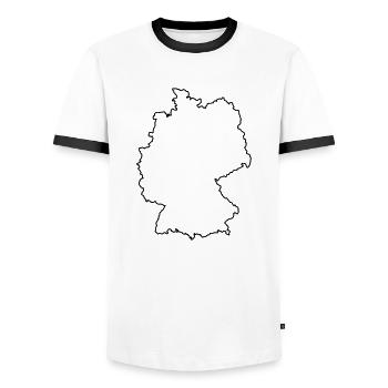 germany_design_1 - Men's Ringer Shirt - white/black - Front - AI Model Female 172 light (172cm) & AI Model Male 178 dark (178cm)