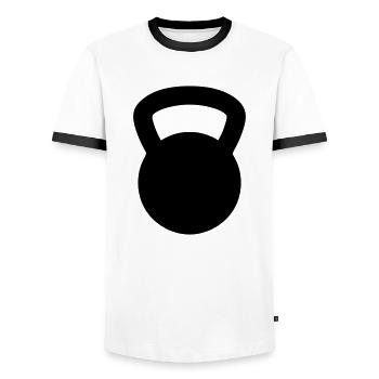 kettlebell - Men's Ringer Shirt - white/black - Front - AI Model Female 172 light (172cm) & AI Model Male 178 dark (178cm)