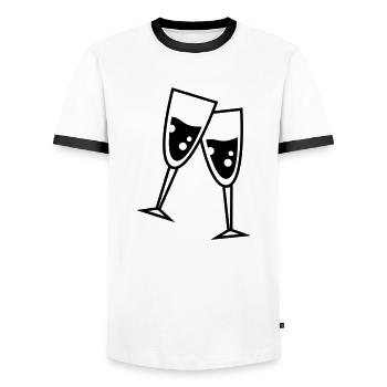 glas champaign - Men's Ringer Shirt - white/black - Front - AI Model Female 172 light (172cm) & AI Model Male 178 dark (178cm)