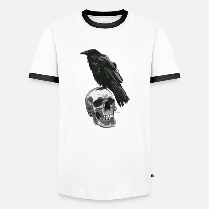 Crow Skull - Men's Ringer Shirt - white/black