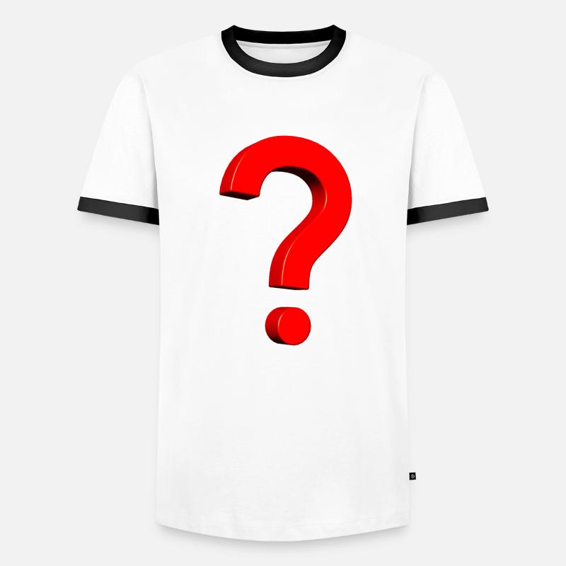 3D Fragezeichen rot - Männer Kontrast-T-Shirt - Weiß/Schwarz