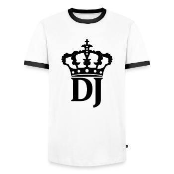 DJ Krone Logo - Männer Kontrast-T-Shirt - Weiß/Schwarz - Vorne - AI Model Female 172 light (172cm) & AI Model Male 178 dark (178cm)