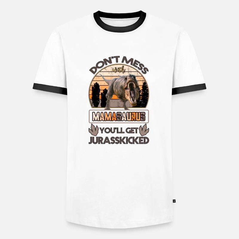 Mamasaurus - Männer Kontrast-T-Shirt - Weiß/Schwarz