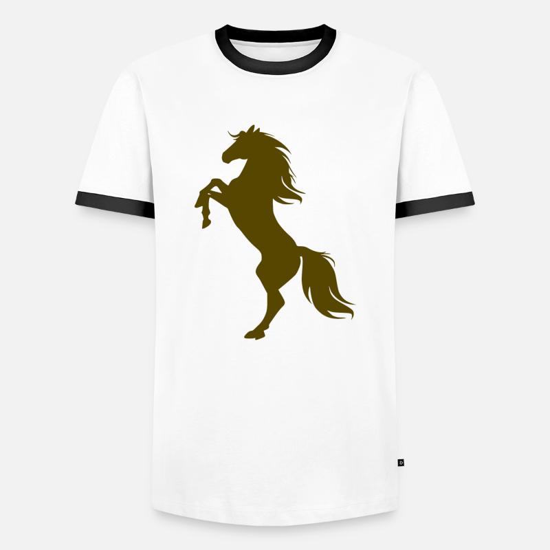 Pferd - Männer Kontrast-T-Shirt - Weiß/Schwarz
