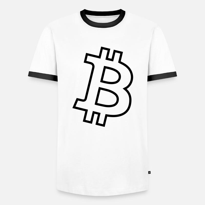 Bitcoin Log - Männer Kontrast-T-Shirt - Weiß/Schwarz