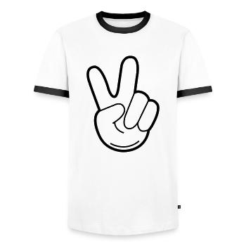 peace hand - Männer Kontrast-T-Shirt - Weiß/Schwarz - Vorne - AI Model Female 172 light (172cm) & AI Model Male 178 dark (178cm)