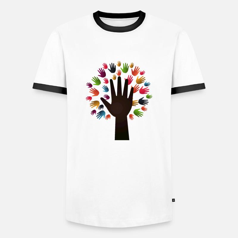 Diversity Tree - Männer Kontrast-T-Shirt - Weiß/Schwarz