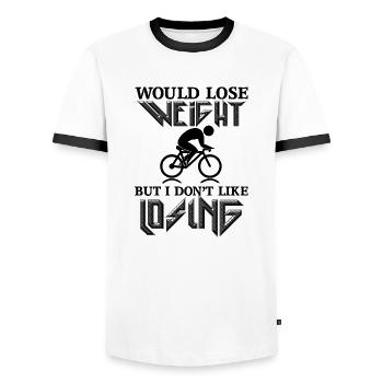 would lose weight but i don't like losing - Men's Ringer Shirt - white/black - Front - AI Model Female 172 light (172cm) & AI Model Male 178 dark (178cm)