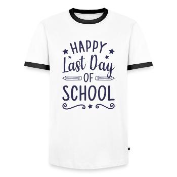 Dernier jour d’école - T-shirt contrasté Homme - blanc/noir - Devant - AI Model Female 172 light (172cm) & AI Model Male 178 dark (178cm)