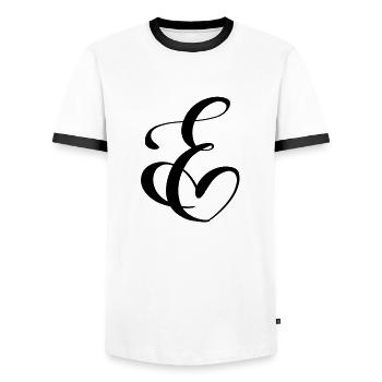 Herz E - Männer Kontrast-T-Shirt - Weiß/Schwarz - Vorne - AI Model Female 172 light (172cm) & AI Model Male 178 dark (178cm)