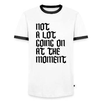 Not much going on - Men's Ringer Shirt - white/black - Front - AI Model Female 172 light (172cm) & AI Model Male 178 dark (178cm)