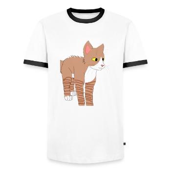 Braune Katze - Männer Kontrast-T-Shirt - Weiß/Schwarz - Vorne - AI Model Female 172 light (172cm) & AI Model Male 178 dark (178cm)