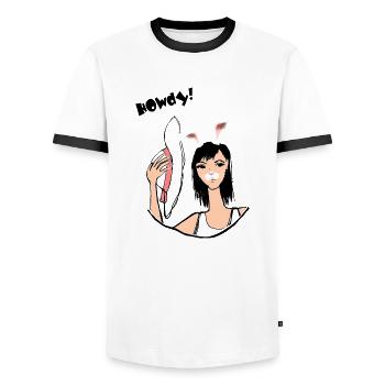 Hallo! - Männer Kontrast-T-Shirt - Weiß/Schwarz - Vorne - AI Model Female 172 light (172cm) & AI Model Male 178 dark (178cm)