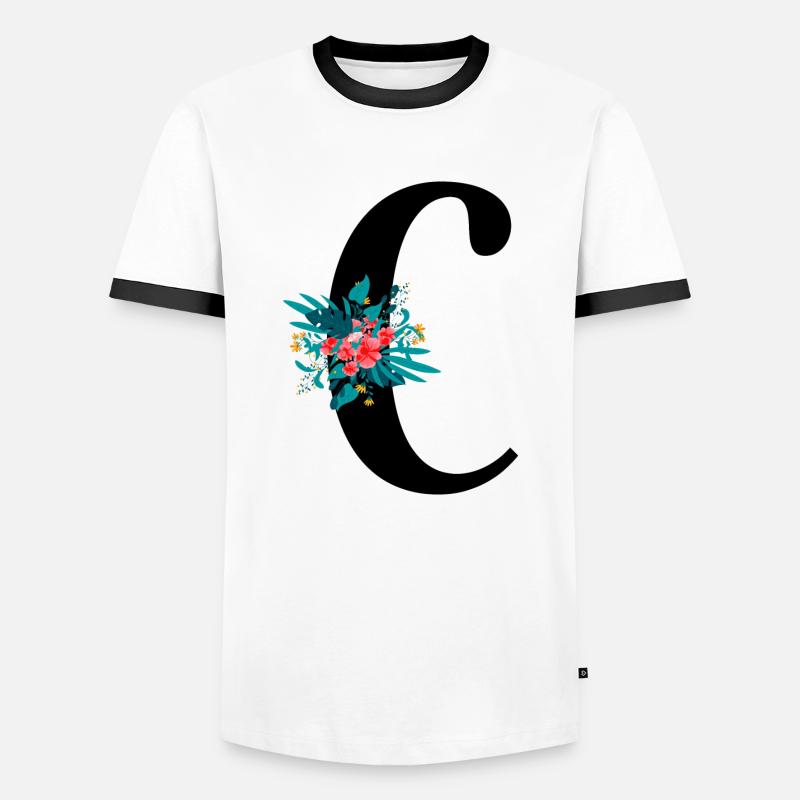 Buchstabe C blumig - Männer Kontrast-T-Shirt - Weiß/Schwarz