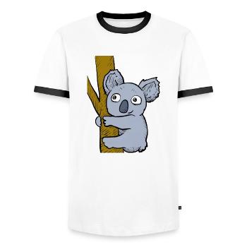 Frecher Koala - Männer Kontrast-T-Shirt - Weiß/Schwarz - Vorne - AI Model Female 172 light (172cm) & AI Model Male 178 dark (178cm)
