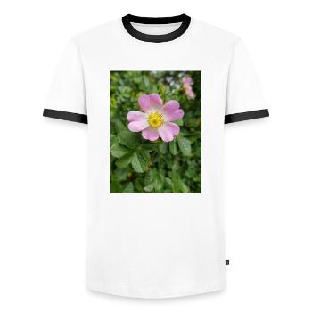 sweet briar auch eglantine rose Weinrose - Männer Kontrast-T-Shirt - Weiß/Schwarz - Vorne - AI Model Female 172 light (172cm) & AI Model Male 178 dark (178cm)