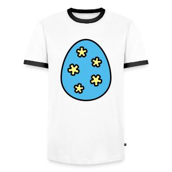 Oeuf de Pâques coloré - T-shirt contrasté Homme - blanc/noir - Devant - AI Model Female 172 light (172cm) & AI Model Male 178 dark (178cm)