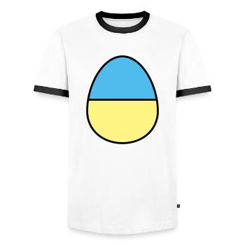 Oeuf de Pâques coloré - T-shirt contrasté Homme - blanc/noir - Devant - AI Model Female 172 light (172cm) & AI Model Male 178 dark (178cm)