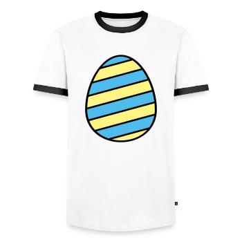 Oeuf de Pâques coloré - T-shirt contrasté Homme - blanc/noir - Devant - AI Model Female 172 light (172cm) & AI Model Male 178 dark (178cm)