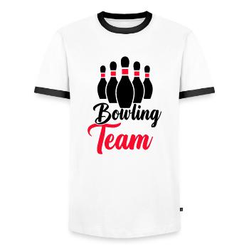 bowling team - Männer Kontrast-T-Shirt - Weiß/Schwarz - Vorne - AI Model Female 172 light (172cm) & AI Model Male 178 dark (178cm)