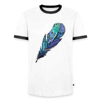 Feather - Men's Ringer Shirt - white/black - Front - AI Model Female 172 light (172cm) & AI Model Male 178 dark (178cm)