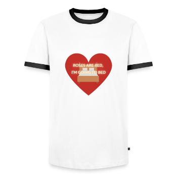 Bett Gedicht - Männer Kontrast-T-Shirt - Weiß/Schwarz - Vorne - AI Model Female 172 light (172cm) & AI Model Male 178 dark (178cm)