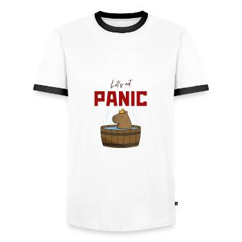 Keine Panik - Männer Kontrast-T-Shirt - Weiß/Schwarz - Vorne - AI Model Female 172 light (172cm) & AI Model Male 178 dark (178cm)