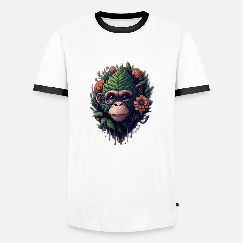 Nature Monkey - Men's Ringer Shirt - white/black