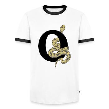 Letter o snake - Men's Ringer Shirt - white/black - Front - AI Model Female 172 light (172cm) & AI Model Male 178 dark (178cm)