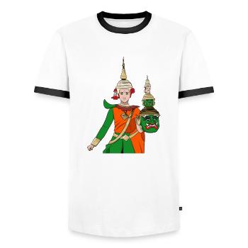 Cambodia Tradition Dance Khmer Apsara I Gift - Men's Ringer Shirt - white/black - Front - AI Model Female 172 light (172cm) & AI Model Male 178 dark (178cm)
