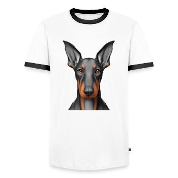 Doberman Trainer Doberman Dog Doberman Puppy - Men's Ringer Shirt - white/black - Front - AI Model Female 172 light (172cm) & AI Model Male 178 dark (178cm)