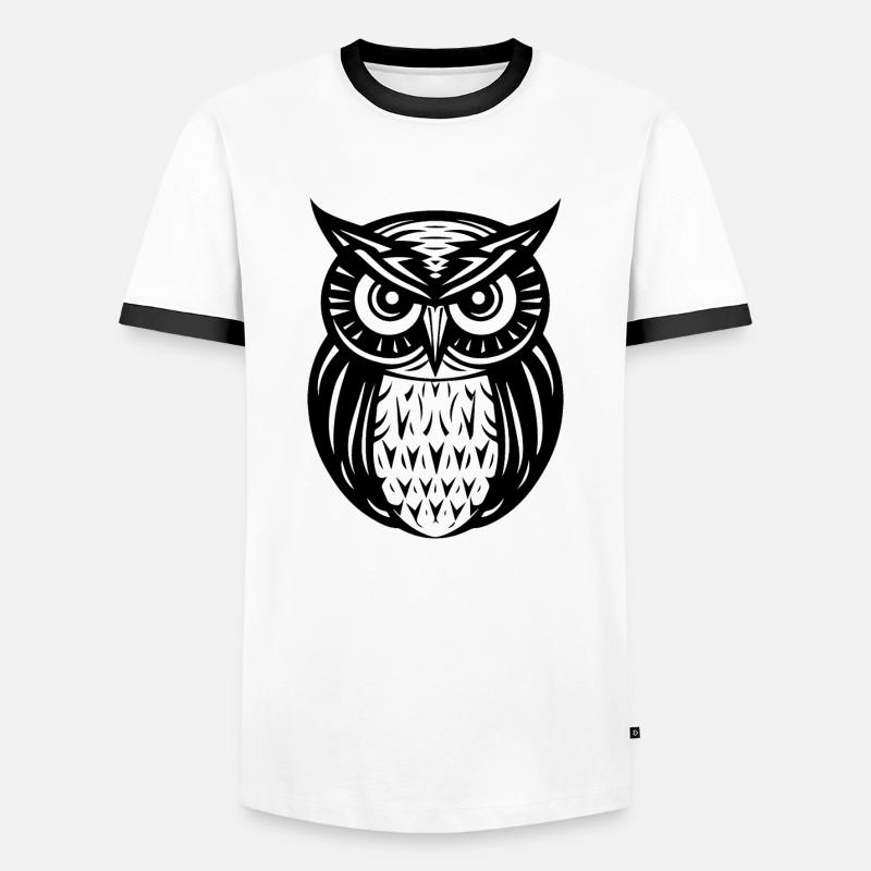 Eule Eulen Vogel Vögel - Männer Kontrast-T-Shirt - Weiß/Schwarz