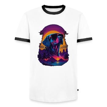 Labrador wears sunglasses - Men's Ringer Shirt - white/black - Front - AI Model Female 172 light (172cm) & AI Model Male 178 dark (178cm)