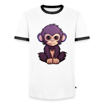 Monkey Kawaii - Men's Ringer Shirt - white/black - Front - AI Model Female 172 light (172cm) & AI Model Male 178 dark (178cm)