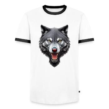 Wolf - Männer Kontrast-T-Shirt - Weiß/Schwarz - Vorne - AI Model Female 172 light (172cm) & AI Model Male 178 dark (178cm)