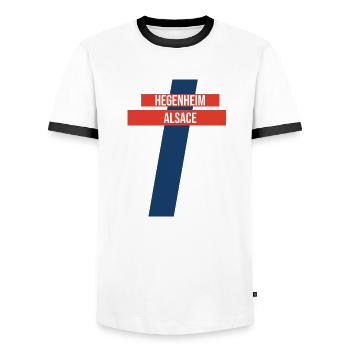 Hégenheim Alsace Hégenheim Souvenir - Men's Ringer Shirt - white/black - Front - AI Model Female 172 light (172cm) & AI Model Male 178 dark (178cm)