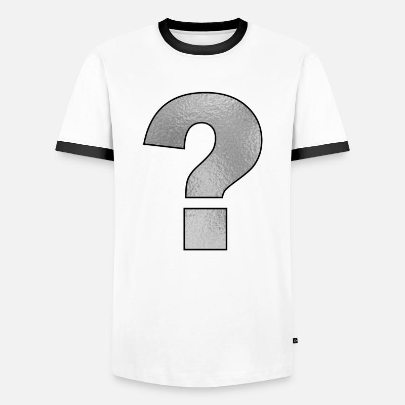 Satzzeichen Fragezeichen Silber - Männer Kontrast-T-Shirt - Weiß/Schwarz