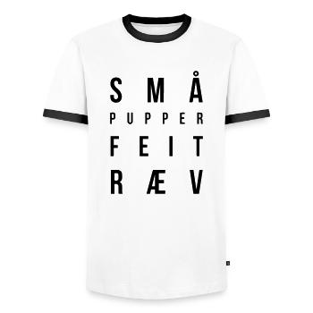 Small tits fat ass - Men's Ringer Shirt - white/black - Front - AI Model Female 172 light (172cm) & AI Model Male 178 dark (178cm)